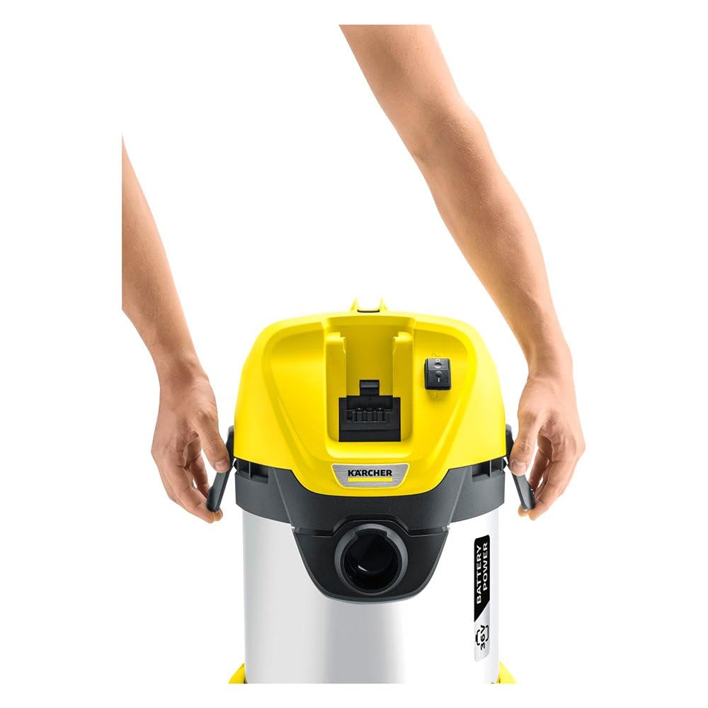 Kärcher 36 V Aspirador multiuso WD 3 Battery Premium, aspiración en seco y húmedo, filtro de cartucho, manguera: 2 m, capacidad: 17 l, potencia: 300 W, compatible con batería 36 V, batería no incl.