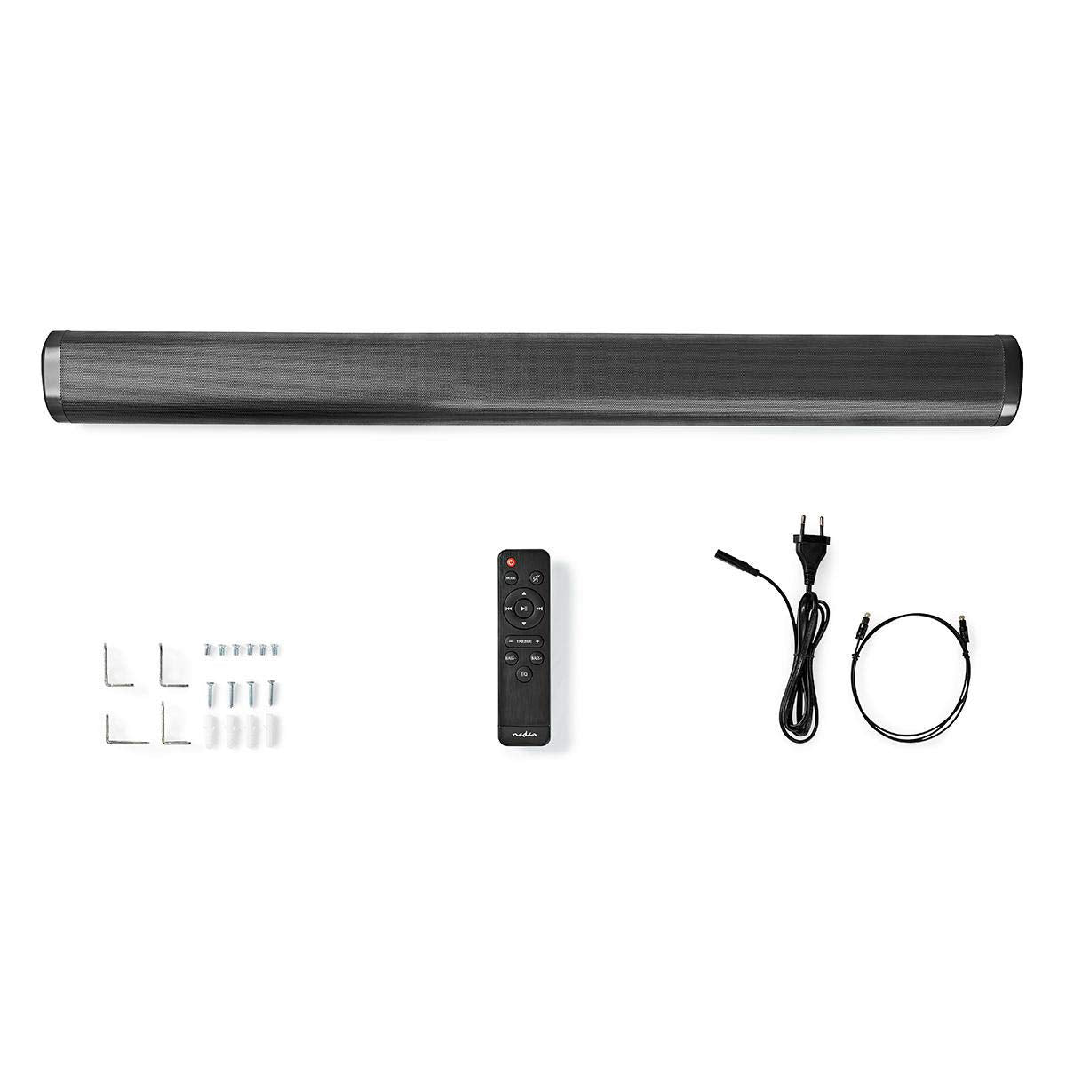 NEDIS - Barra de Sonido - 135 W - 2.0 - Bluetooth - Mando a Distancia - Soporte de Pared - Experiencia de Cine en casa - 1 x 3,5 mm, 1 x USB, 1 x Audio coaxial, 1 x Entrada óptica - 1 x Salida HDMI -