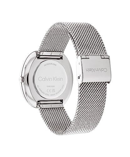 Calvin Klein Reloj Analógico de Cuarzo para Mujer Colección Sculpt con Correa de Malla de Acero Inoxidable Plateada - 25200245