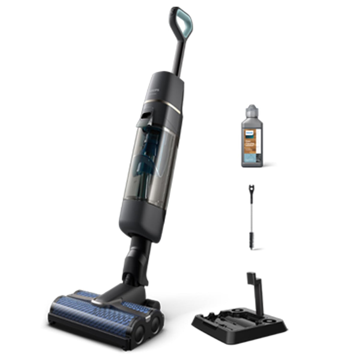 Philips Aspiradora sin Cable Wet & Dry Serie 7000, Aspira y Friega, Autolimpieza Automática, hasta 25 min de Autonomía y 180m2, 3 Modos de Limpieza, Gris Antracita/Champán (XW7110/01)