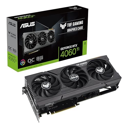 ASUS Tarjeta gráfica TUF Gaming GeForce RTX 4060 Ti Edición OC (PCIe 4.0, 8GB GDDR6, DLSS 3, HDMI 2.1a, DisplayPort 1.4a)