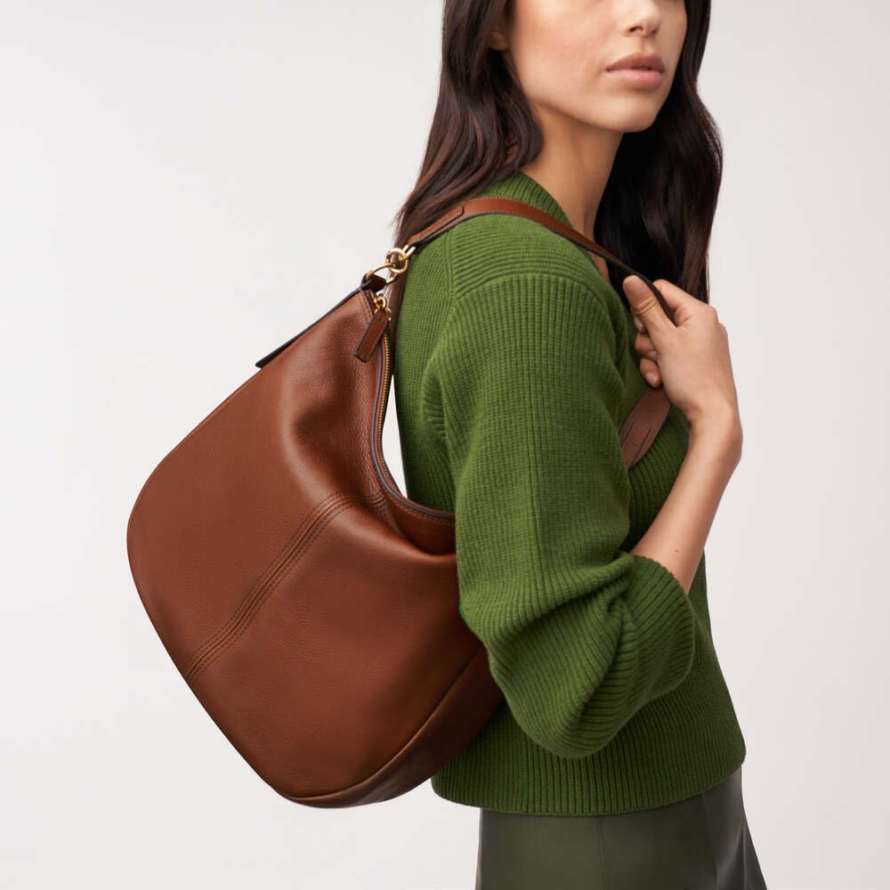 Fossil Bolso para mujer Jolie, Hobo de piel ecológica y ribetes de poliuretano marrón 30,48 cm largo x 12,7 cm ancho x 33,02 cm alto ZB1434200