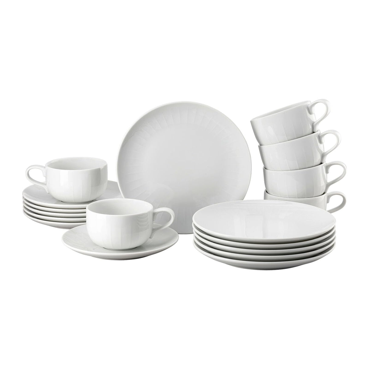 Rosenthal Joyn - Juego de 18 platos, tazas y platillos, aspecto ligero y natural, toque moderno y urbano, apto para lavavajillas y microondas