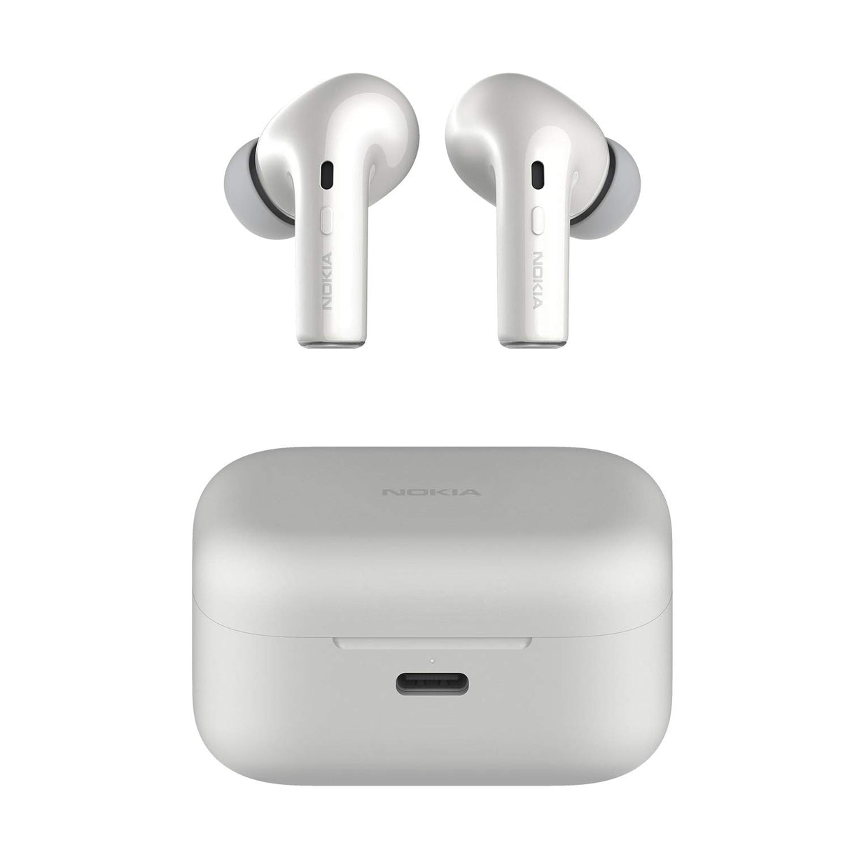 Nokia Essential True Wireless - Auriculares y Estuche portátil de Carga (IPX5 de Resistencia al Agua, reducción del Ruido, micrófono Dual y Modo Ambiente) Blanco