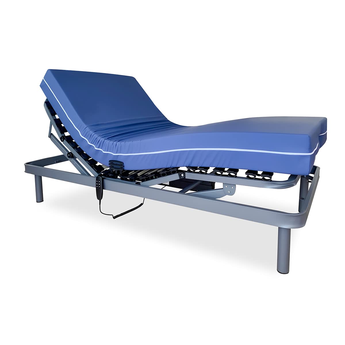 Duérmete Online Pack Cama Articulada Eléctrica Reforzada 5 Planos + Colchón Sanitario Viscoelástico Impermeable, Gris Antracita, 80x180