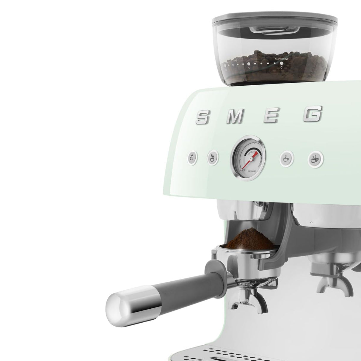 SMEG EGF03PGEU Cafetera Espresso con Molinillo, Plastic, Verde Pastel