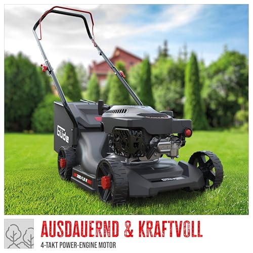 Güde Cortacésped Eco Wheeler 390 1,6 R (Motor de Gasolina de 4 Tiempos 1,6/2 (kW/PS), Ancho de Corte 390 mm, Dispositivo de Pesca de 35 L, Ajuste de Altura de Corte 30 – 66 mm, siega, recolección,