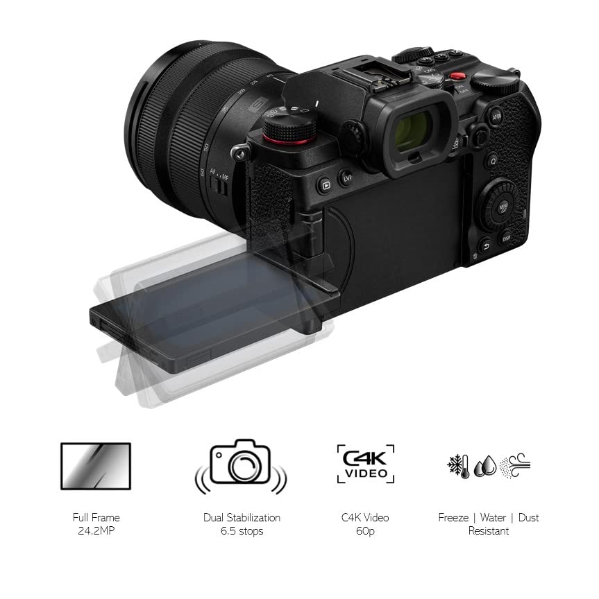 Panasonic LUMIX S DC-S5AM Cámara Evil de 24.2 MP, Sensor CMOS de Fotograma Completo, Video 4K 60p/50p 10-bit, Función AF Rápida y Precisa, Tecnología de Detección en Tiempo Real, Negro