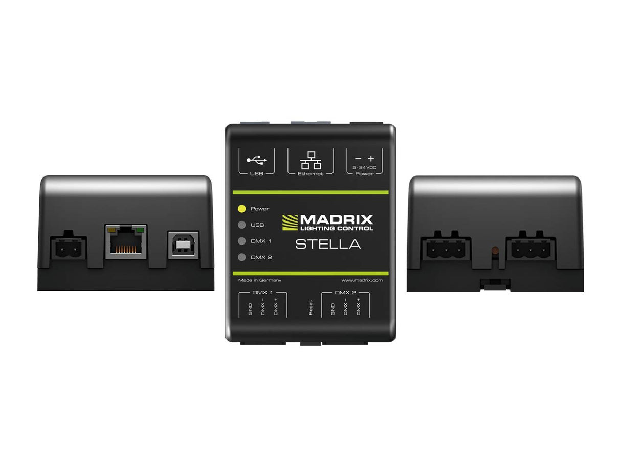 Madrix M0010084 "Stella A 2-Port Art-Net Node o DMX 512" Interfaz USB para proyecto de estado sólido