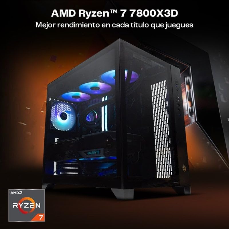 PcCom Ultimate Pc Gaming Ordenador de Sobremesa AMD Ryzen 7 7800X3D 4.2GHz / RAM 32GB DDR5 / 2TB SSD M.2 / RTX 4080 16GB GDDR6X NVIDIA/WiFi + Bluetooth/Windows 11 Home