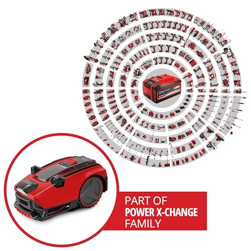 Einhell Robot cortacésped FREELEXO CAM 500 Power X-Change (18V, cámara vs Alambre de delimitación, Superficies de césped de 500m2, Pendiente hasta 25%, Ancho de Corte 18cm, protección antirrobos)