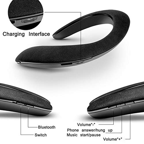 Altavoz de Hombro para iPhone 8 Plus Smartphone Música Inalámbrico Cuello Bluetooth (Negro)