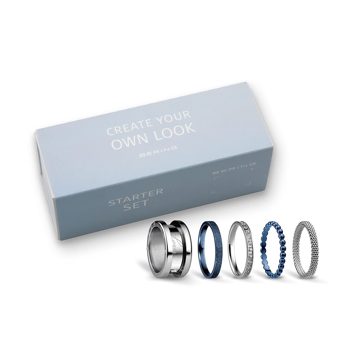 BERING Arctic Symphony Collection Symphony-Set-A 8 Anillo para mujer de acero inoxidable con acabado en plateado brillante