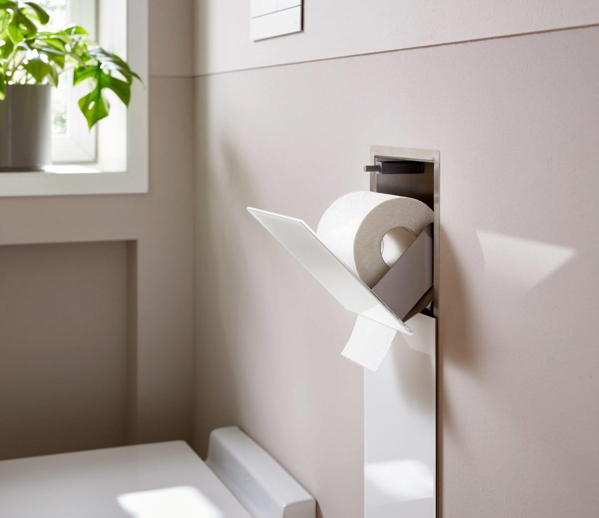 emco Módulo de inodoro ASS Pure con tope de puerta izquierda para puerta delantera de cristal, empotrable, 600 mm, color negro