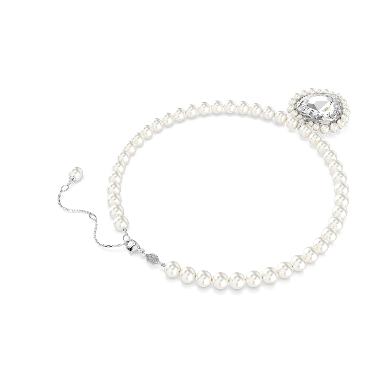 Swarovski Collar Ariana Grande x, Crystal Pearl, Talla de corazón, Corazón, Blanco, Baño de rodio