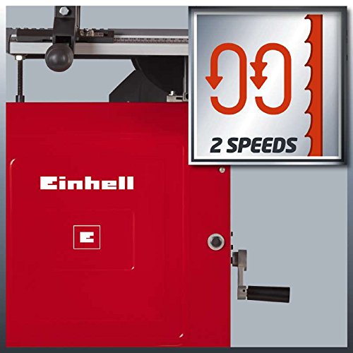 Einhell Sierra de cinta TC-SB 305 U (750W, 370-800 m/min de velocidad de la cinta, 170mm de altura de corte, mesa de sierra basculante, tope paralelo y angular, bastidor de base)