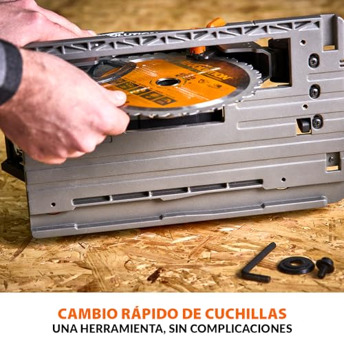 Evolution Power Tools R185CCSX-Li Sierra circular sin cable compatible con carril 18v Li-Ion, sin escobillas, Incluye hoja TCT Multi-Material, Corta Madera, Metal, Plástico, Batería no incluida, 185mm