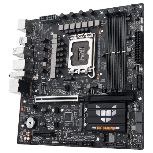 ASUS TUF Gaming B860M-PLUS WiFi, Placa Base Intel mATX, 12+1+2+1 80A etapas de alimentación DrMOS, DDR5, PCIe 5.0, 3 Ranuras M.2, Wi-Fi 7, Realtek 2.5Gb Ethernet, DisplayPort, HDMI, USB 20Gbps Tipo-C