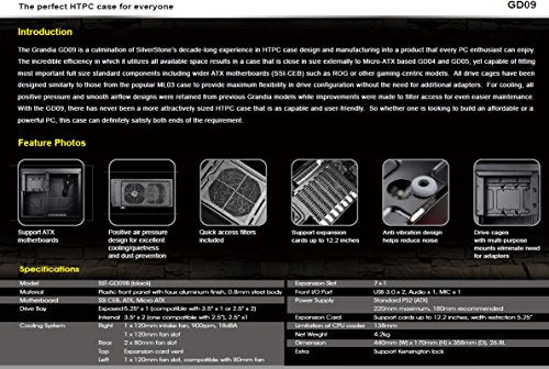 SilverStone SST-GD09B - Grandia HTPC ATX Carcasa de ordenador, Rendimiento silencioso con alto flujo de aire, negro