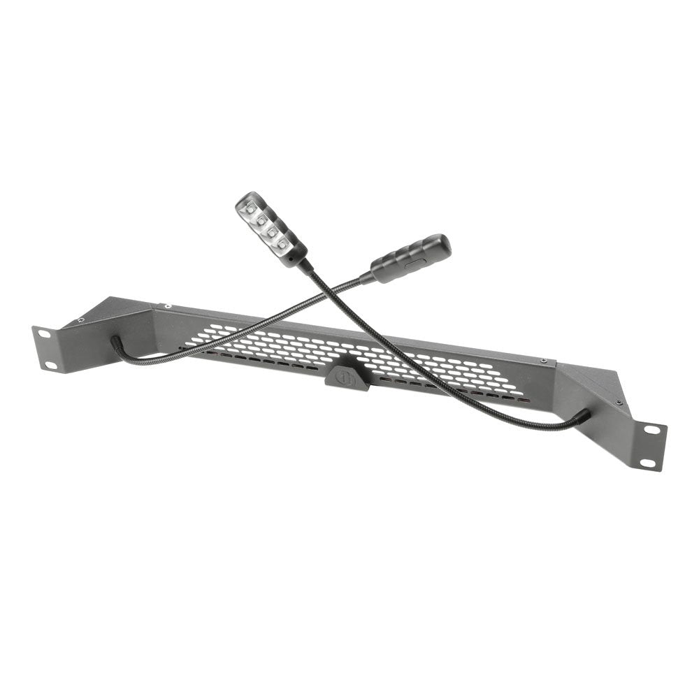 Adam Hall 19" Parts 87463 ULTRA C - Panel de iluminación LED COB para rack con dos lámparas flexo y selector de color