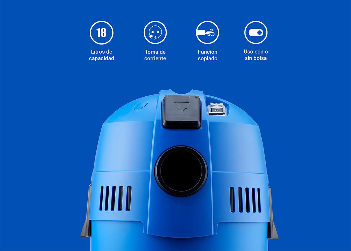 Nilfisk Buddy II 18L T Aspirador de Agua y Polvo - Aspiradora de Bricolaje para Sólidos y Liquidos, Seco y Húmedo, Exterior e Interior (1200 W)