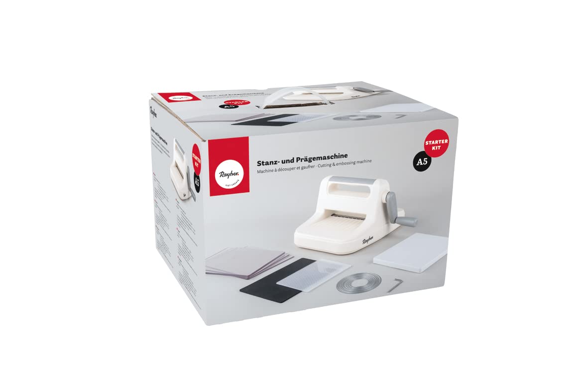 Rayher Máquina troqueladora papel y embossing, A5, incluye placas, para manualidades, 50272000