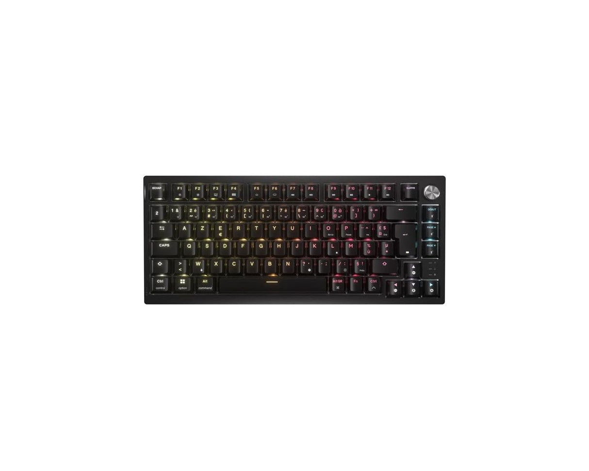 Corsair K65 Plus Wireless 75% RGB Teclado de Juego mecánico reemplazable en Caliente - Interruptores táctiles MLX Fusion prelubricados - Tapas de Llave PBT - AZERTY FR - Negro
