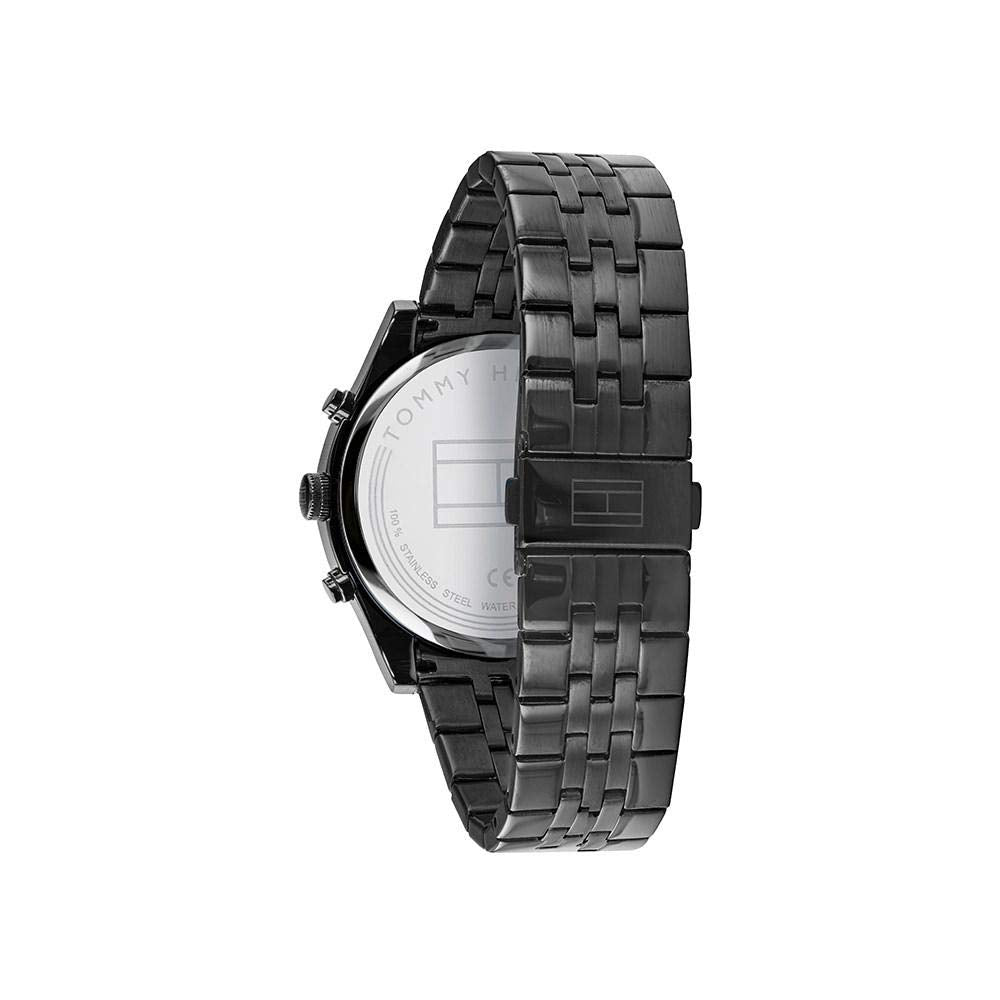 Tommy Hilfiger Reloj Analógico de Cuarzo multifunción para Hombre con Correa en Acero Inoxidable Negro - 1791738