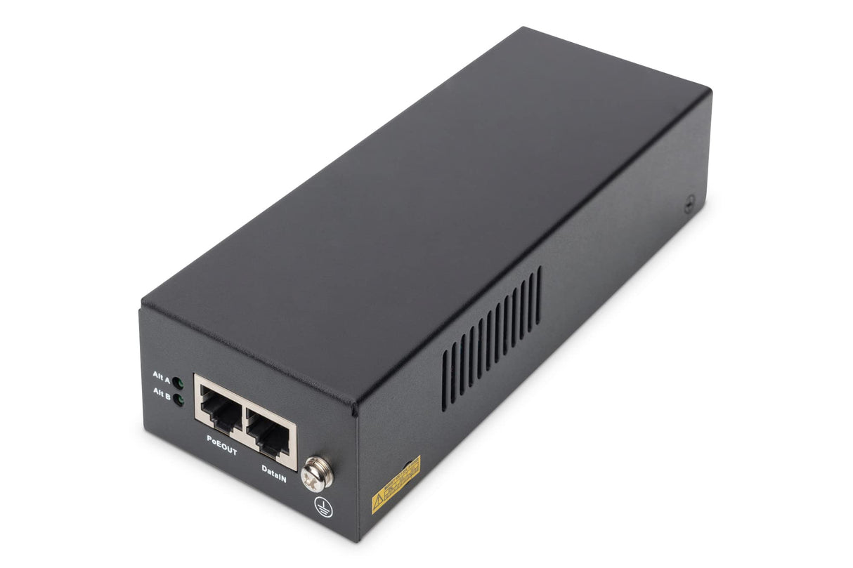 DIGITUS Ethernet PoE++ Inyector - Gigabit - IEEE 802.3bt - 85W presupuesto Power Over Ethernet - Detección automática de Dispositivos PoE - 100m de Alcance - Negro