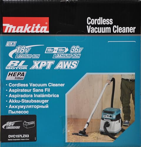 Makita Aspirador BL 18Vx2 LXT 15L AWS HEPA DVC157LZX3
