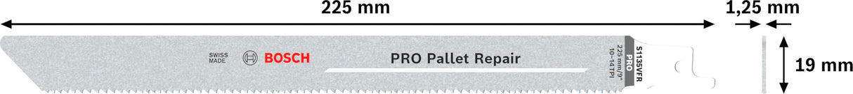 Bosch 100 hojas de sierra sable PRO Pallet S1135VFR para reparación (para acero, madera con clavos, longitud 225 mm, accesorio profesional de sierra sable)