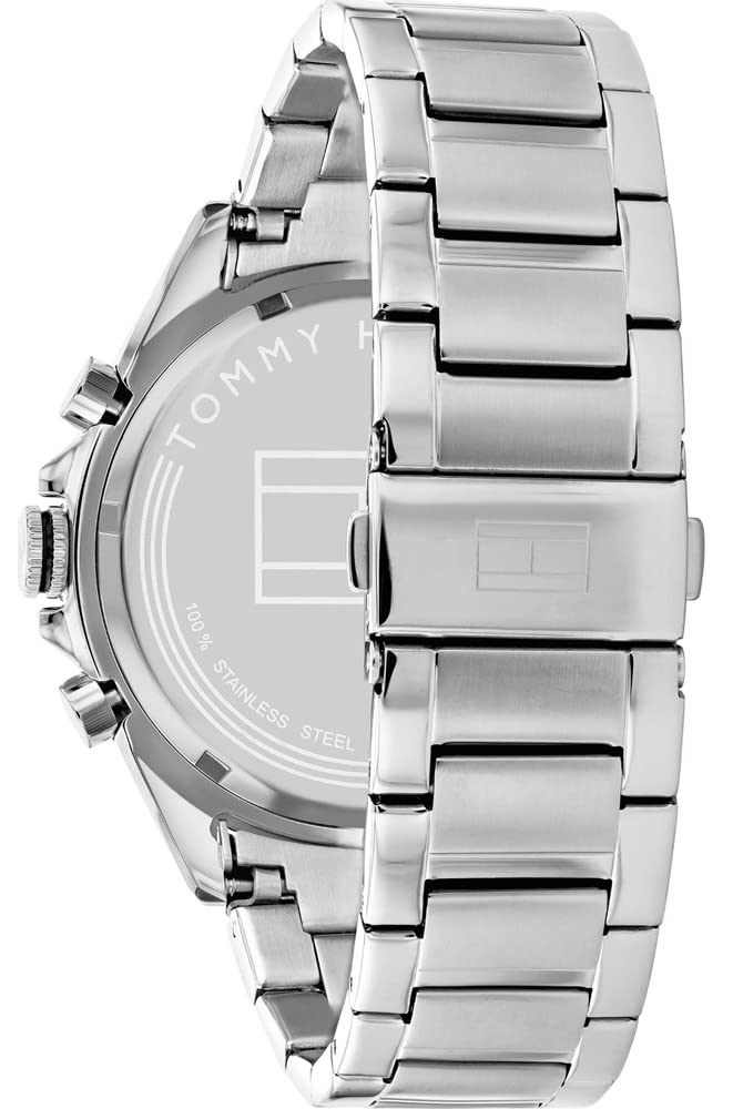 Tommy Hilfiger Reloj Analógico de Cuarzo Multifunción para Hombre con Correa de Acero Inoxidable Plateada - 1791967