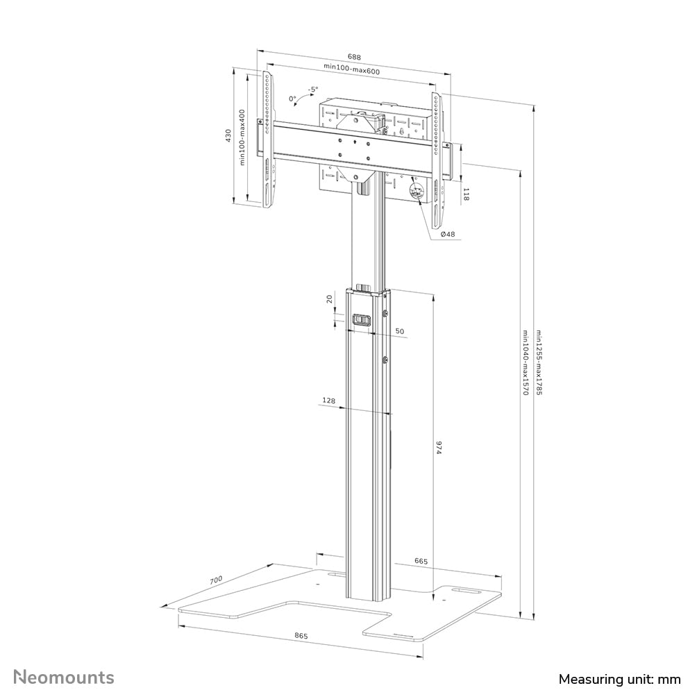 Neomounts BOS 37"-75" 1TFT, Altura Regulable, Negro, máx. 70 kg