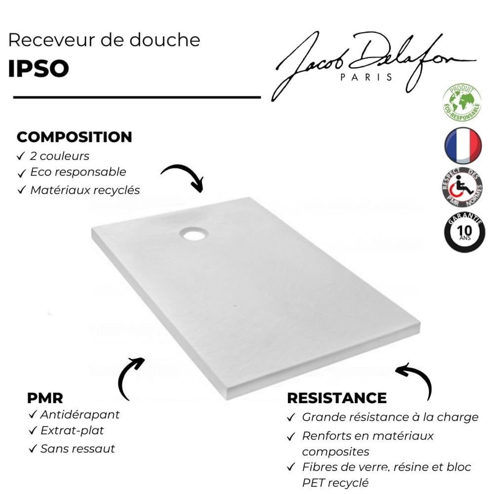 Plato de ducha 160 x 80 JACOB DELAFON Ipso rectangular gris antracita
