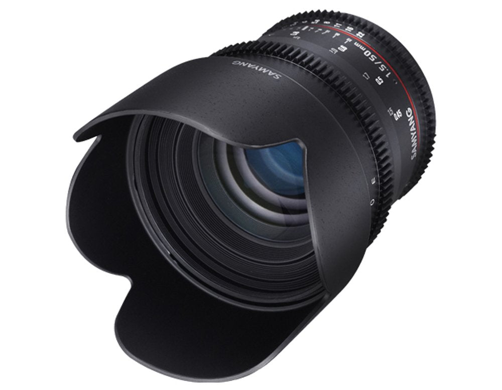 Samyang F1311106101 - Objetivo para vídeo VDSLR para Sony E (Distancia Focal Fija 50mm, Apertura T1.5-22 AS UMC, diámetro Filtro: 77mm), Negro