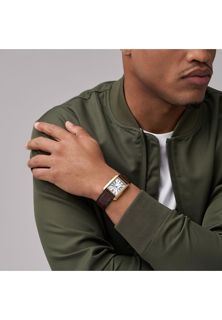 Fossil Reloj Carraway para Hombre, Movimiento de Cuarzo de Tres manecillas con Correa de Piel o Acero Inoxidable, Marrón Oscuro
