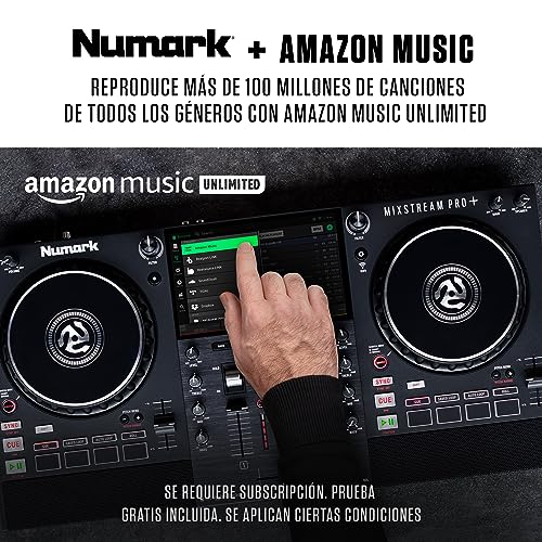 Numark Mixstream Pro+ Controlador DJ, separación de stems, 2 decks, streaming por wifi, mezclador, pantalla táctil 7" y altavoces; Serato y Virtual DJ