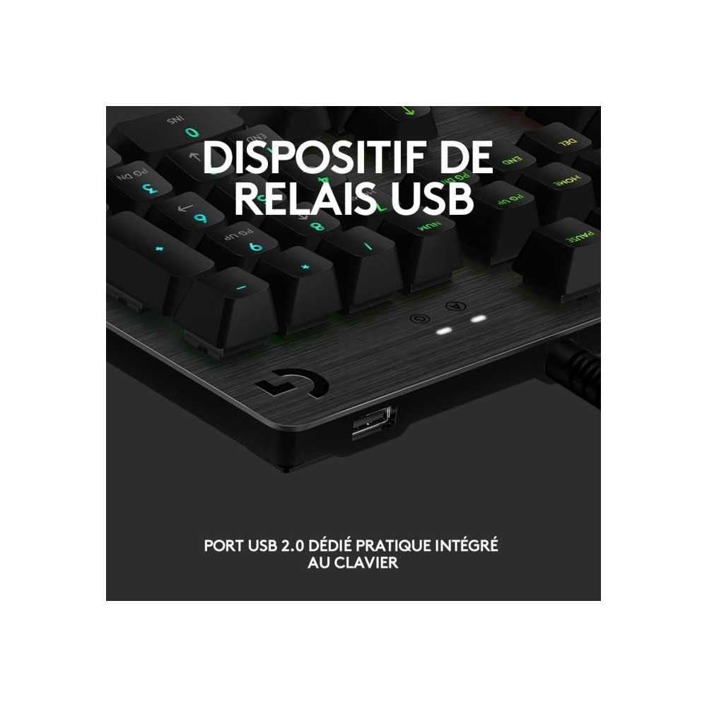 Logitech G 513 Teclado mecánico para Juegos, GX-Brown, interruptores táctiles, iluminación RGB, Bucle USB, reposamuñecas con Espuma de Memoria, Carcasa de Aluminio, diseño francés AZERTY, Color Negro