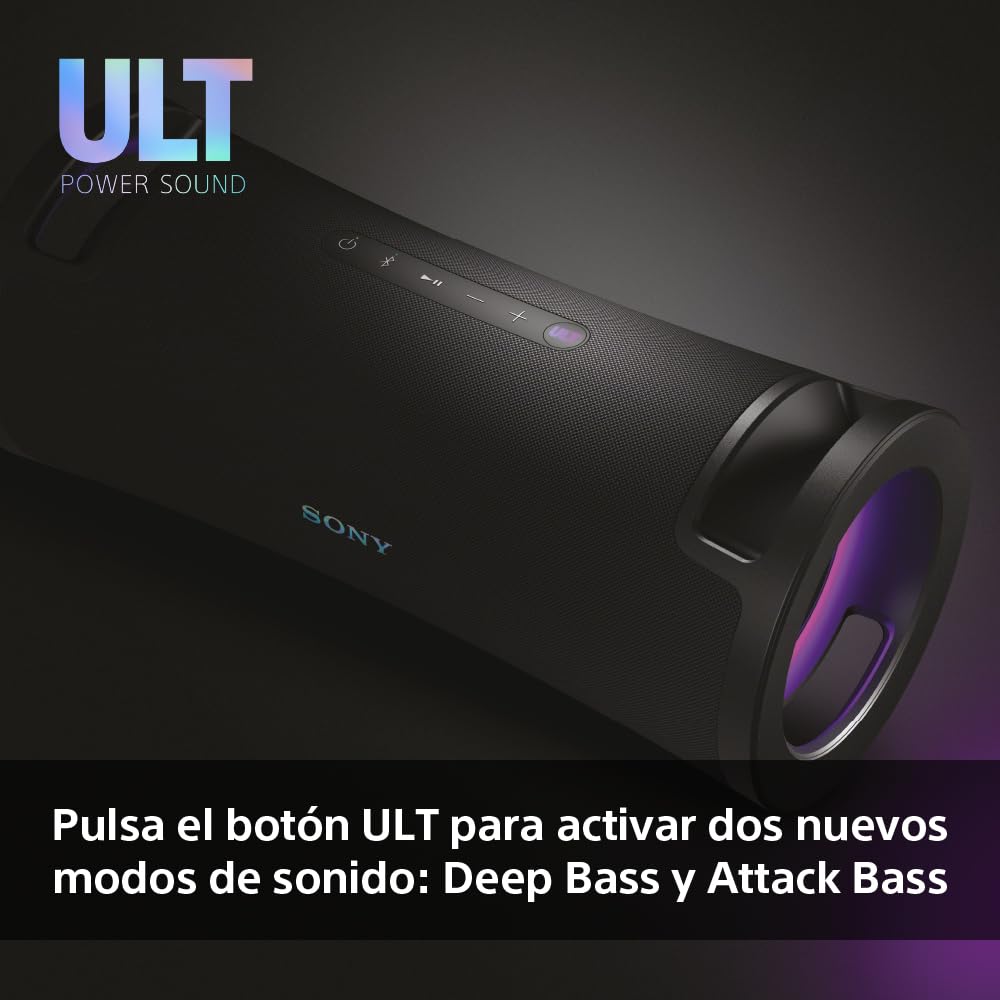 Sony ULT FIELD 7 Altavoz inalámbrico bluetooth portátil con ULT POWER SOUND y Deep Bass, altavoz X-Balanced, 30H de batería, IP67, resistente al agua, iluminación LED, micrófono, entrada para guitarra