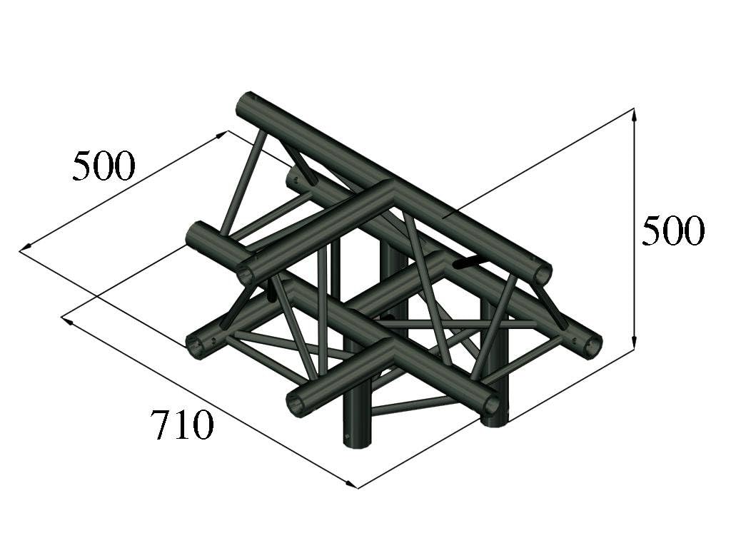 Alutruss - Ángulo de Cruz, para Truss Americana, 4 vías, Negro, Trilock S-PAT-43