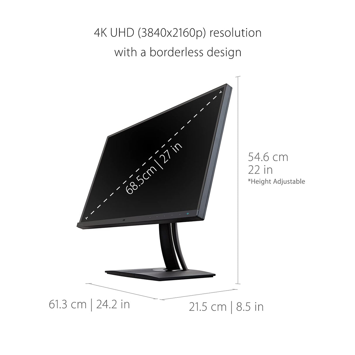 Viewsonic ColorPro VP2785-4K Monitor para Fotografía 27" pulgadas con función de calibración 4K, panel IPS, 99% AdobeRGB, PIVOT, HDR10, USB-C, negro