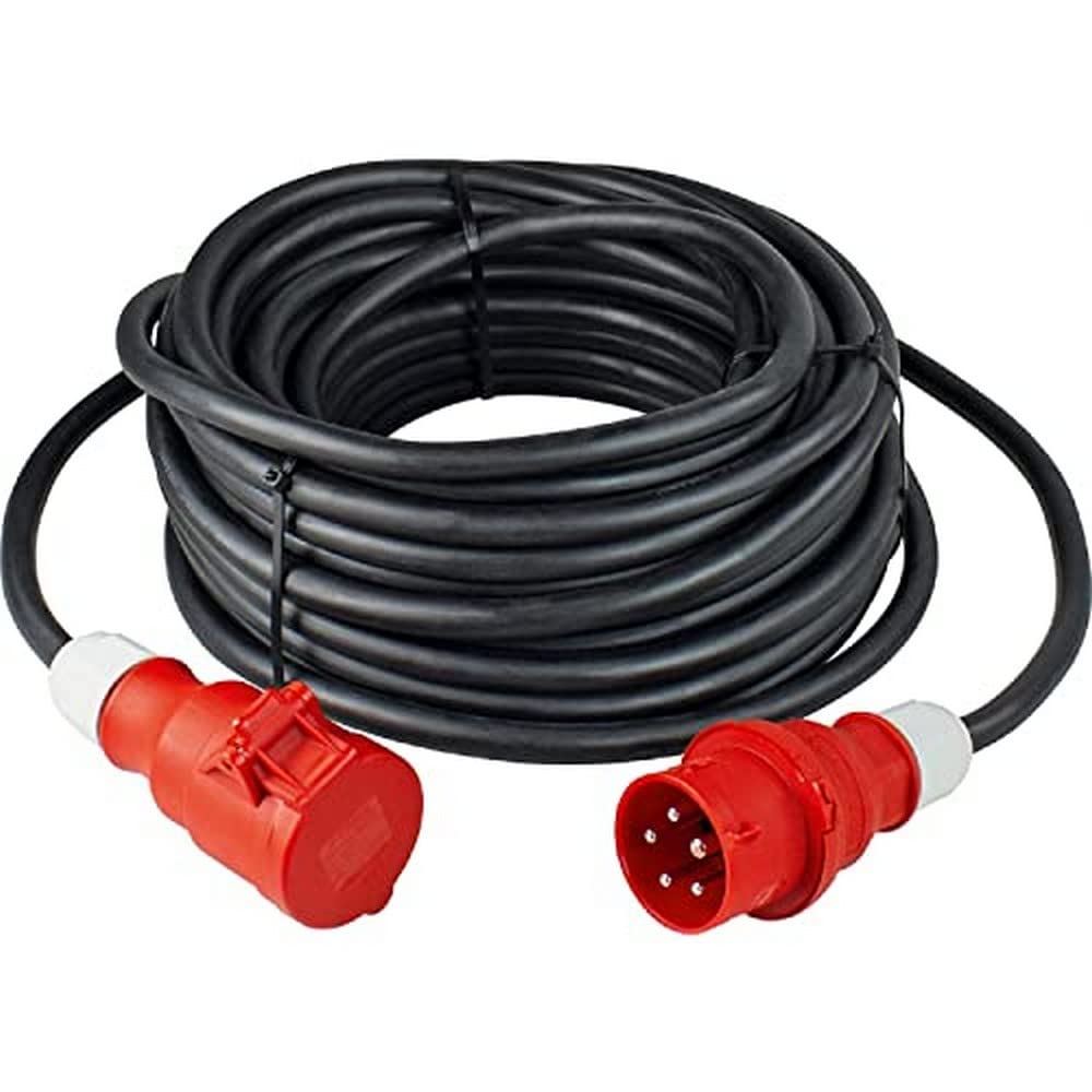 as - Schwabe Cable alargador 50 m - Cable alargador de 400 V, 16 A - para obras/jardín - Alargador robusto de 5 polos para uso en exteriores - IP44 I 60512