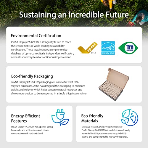 ASUS ProArt Display PA329CRV - Monitor Profesional de 31.5 Pulgadas, IPS, 4K UHD 3840 x 2160, 98% DCI-P3, Calman, USB-C 96 W, VESA DisplayHDR 400, Soporte ergonómico, sostenibilidad ecológica