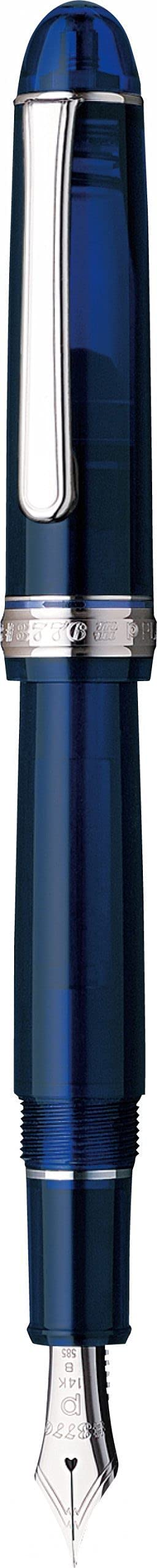 PLATINUM Pluma estilográfica japonesa #3776 Century Rhodium Chartres Blue B/Blue / 0,44-0,54 mm/Hecho a mano/Pluma de oro de 14 quilates/con caja de regalo/pluma estilográfica