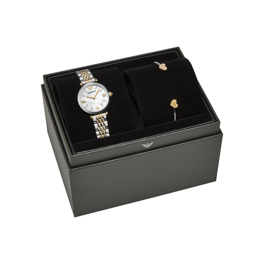 Emporio Armani Reloj Analógico para Mujeres de Cuarzo con Correa en Acero Inoxidable AR80078SET