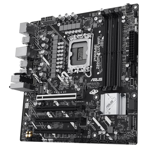 ASUS Prime Z890M-PLUS WiFi - Placa Base mATX, 10+1+2+1 (80 A) etapas de Potencia, PCIe 5.0 Compatible con GPU de última generación, Puerto USB Tipo-C a 20 Gbps, 3 Ranuras M.2, Wi-Fi 7, Q-Antenna