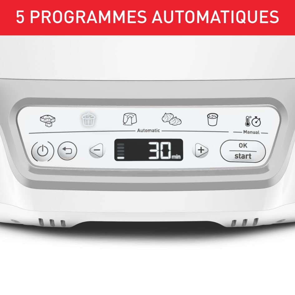 TEFAL KD812110 Cake Factory Delices Silver Appareil a gateau, 5 programmes auto + mode manuel, Accessoires, Application dediee