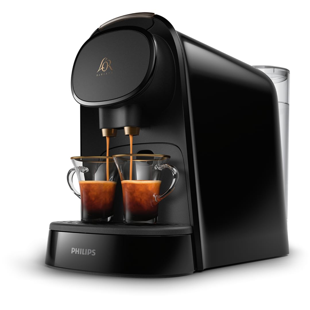 Cafetera de Cápsulas L'OR Barista – Doble Shot, Reconocimiento Dual de Cápsulas, 19 Bares, Nespresso, Bandeja de Goteo Ajustable, Tamaños de Café Personalizables LM8012/66, 1,1 l