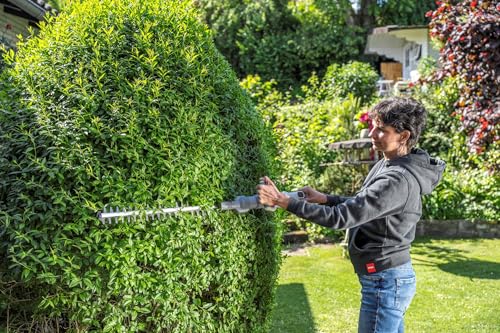 IKRA Tijeras Cortasetos 2 en 1 ICPH 2050 con pértiga telescópica para setos Altos, Incl. 2 baterías de 20 V, estación de Carga rápida y Cinta de Hombro