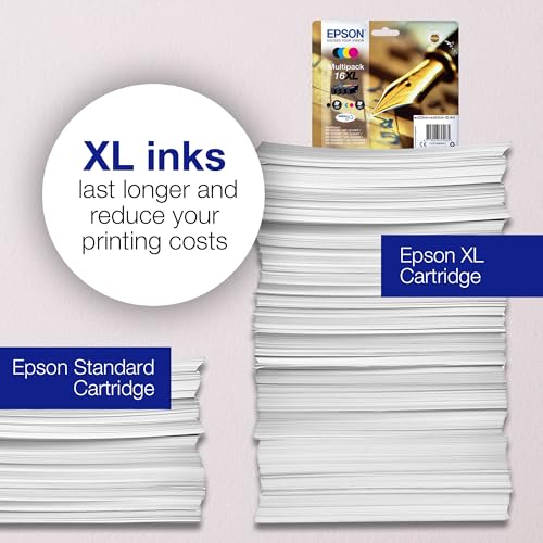 Epson C13T16364012 - Cartucho de tinta estándar, 4 Mutipack, Black/Yellow/Magenta/Cyan, Ya disponible en Amazon Dash Replenishment, XL-High Capacity